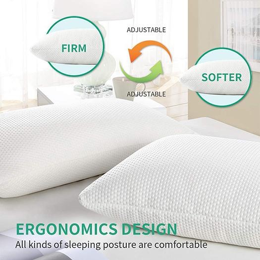 2-Pack Adjustable Shredded Memory Foam Pillow Sleepers Washable Removable Cover Cooling Bed Pillows for Sleeping
