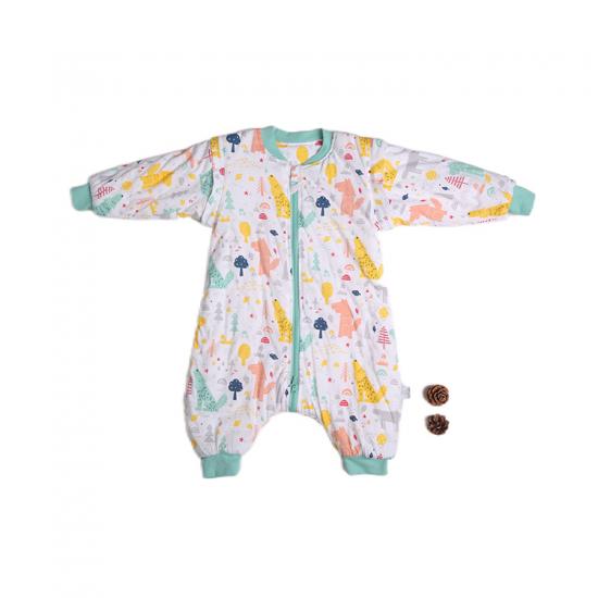  Baby Sleeping Bag Thickened Cartoon Children's Clothing Detachable Long Sleeve Organic Cotton Quilted Muslin Infant Sleep Sack 